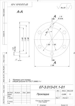 Прокладка 07.3.013-01.1-01